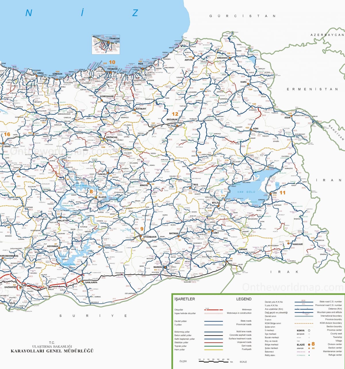 podrobná mapa jižní Turecko