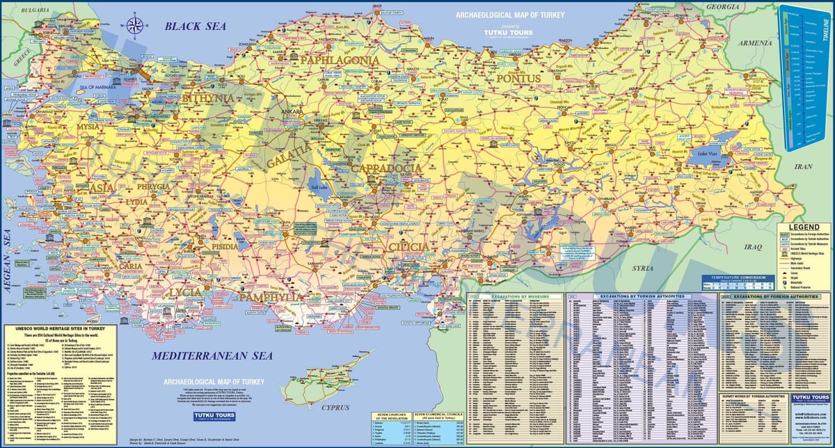 archeologické lokality v Turecku mapě
