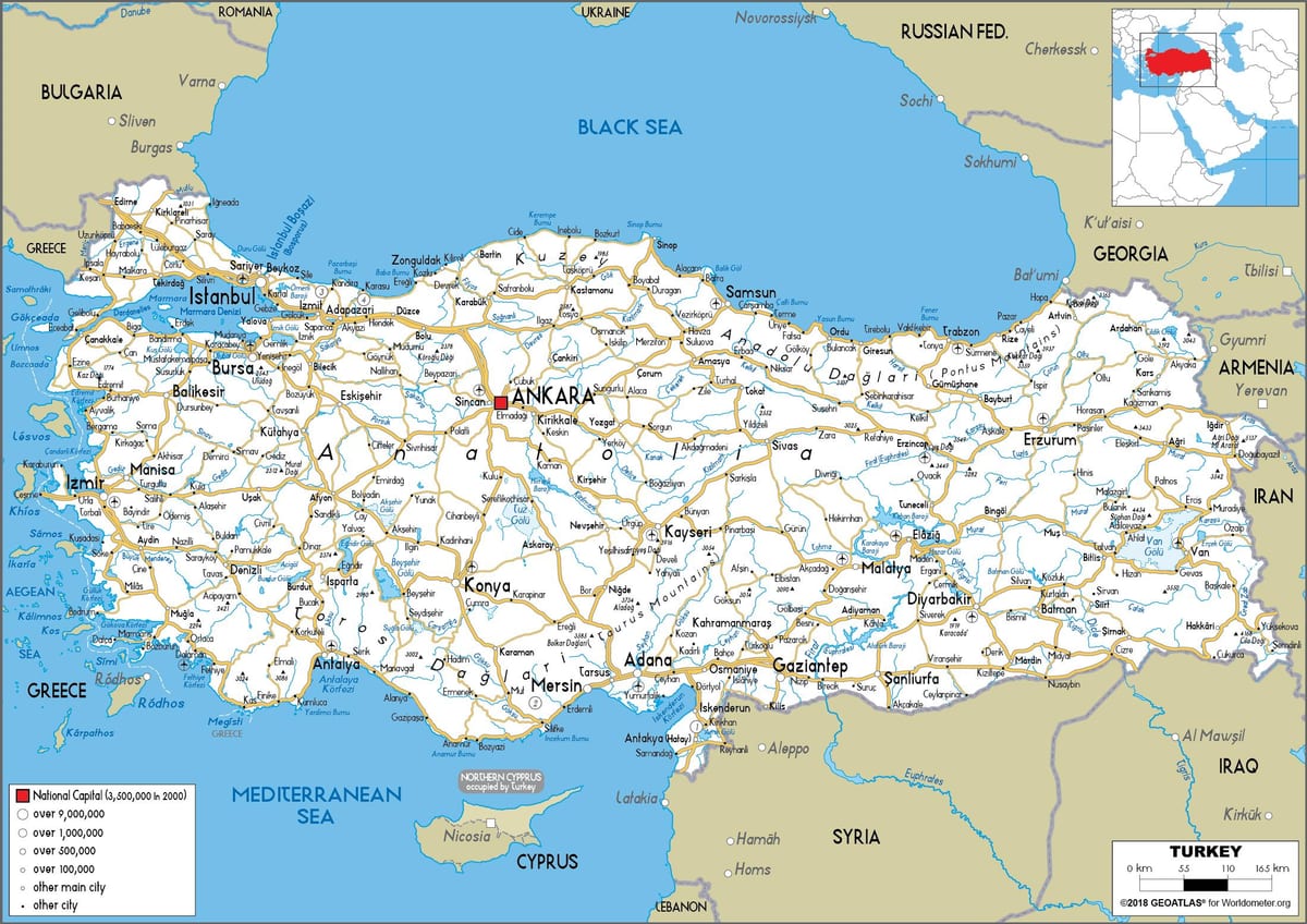 mapa Turecka silnici