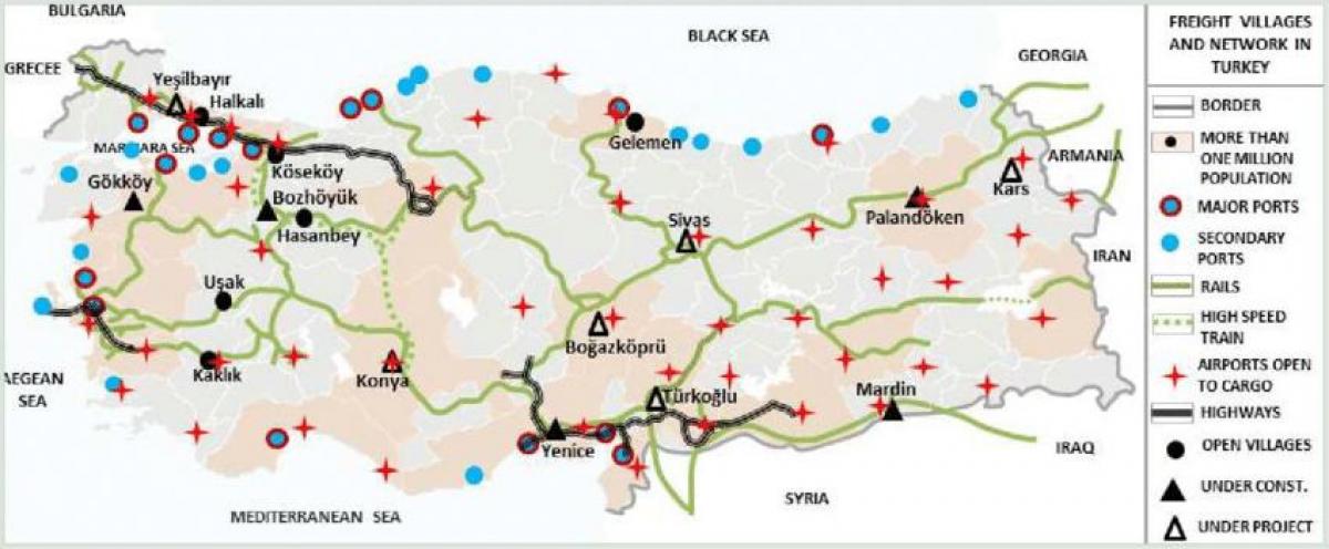 Turecko dopravní mapa