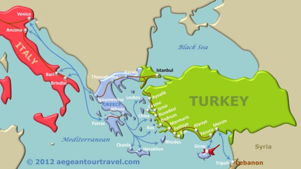 mapa Turecko ferry