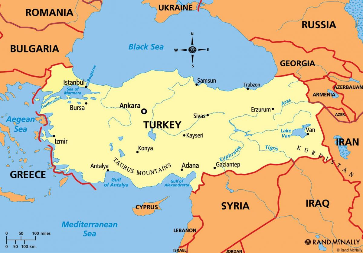 mapa Turecka kontinentu