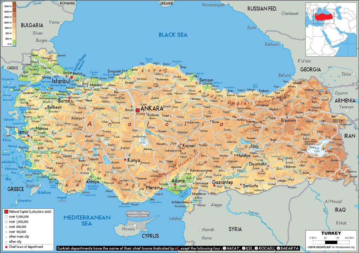 mapa Turecka ostrovy