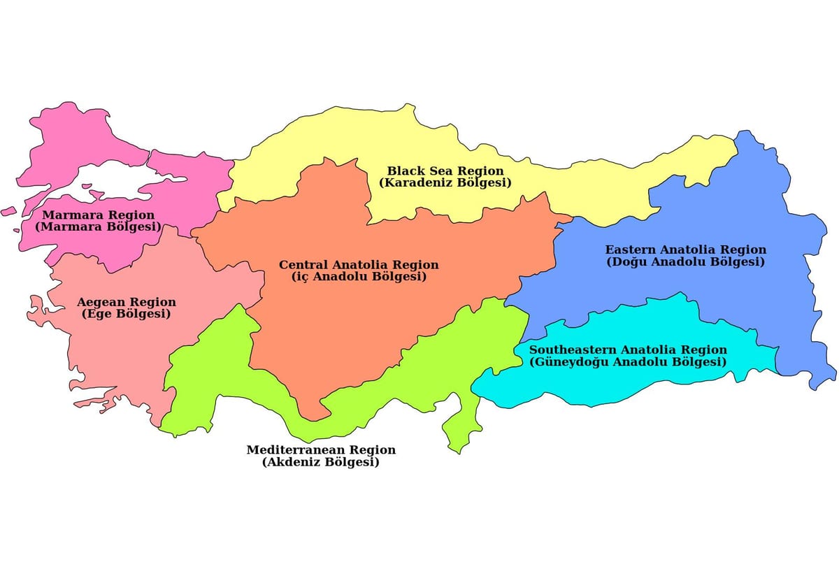 mapa Turecka regionu
