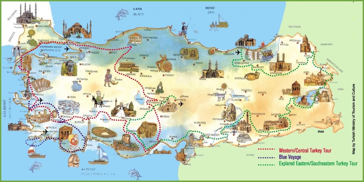Turecko mapa holiday resorts