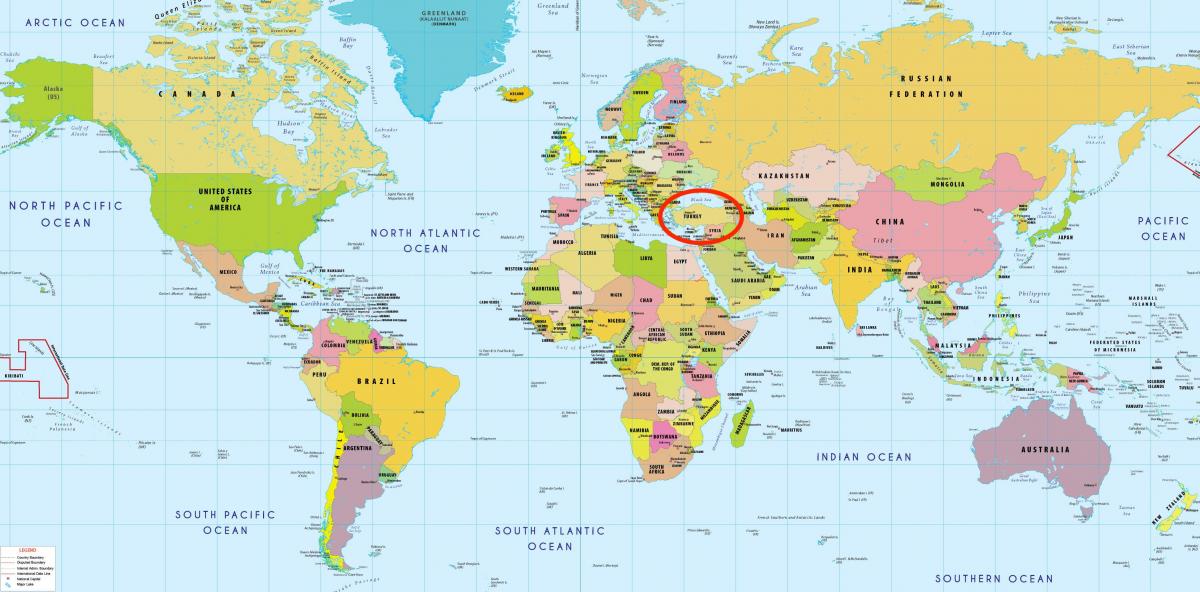mapa světa ukazuje, Turecko