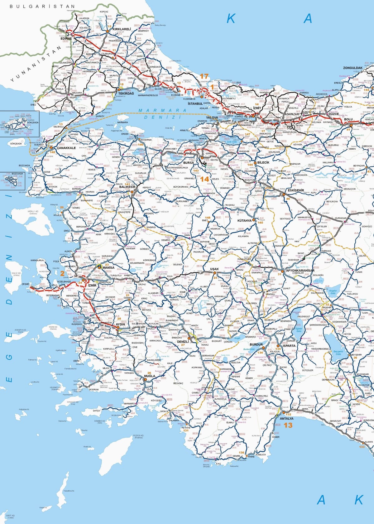 mapa západní Turecko