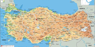 Mapa Turecka fyzické
