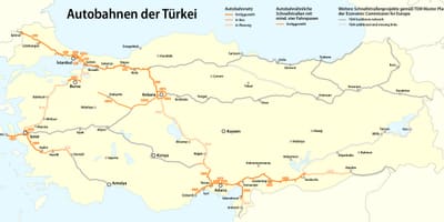 Mapa Turecka dálnici