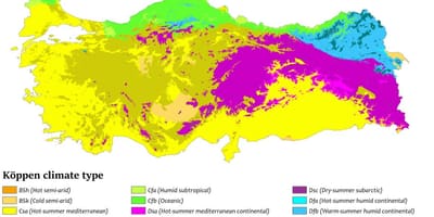 Mapa Turecka klimatu