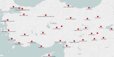 Mapa Turecka ukazuje letišť