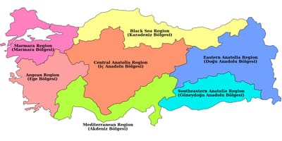 Mapa Turecka regionu