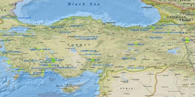 Mapa Turecka národních parků