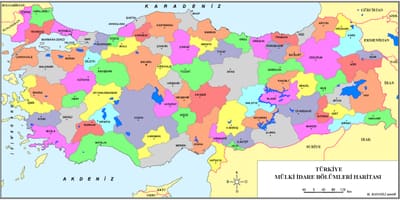 Provincie, Turecko mapa