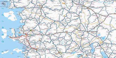 Mapa západní Turecko